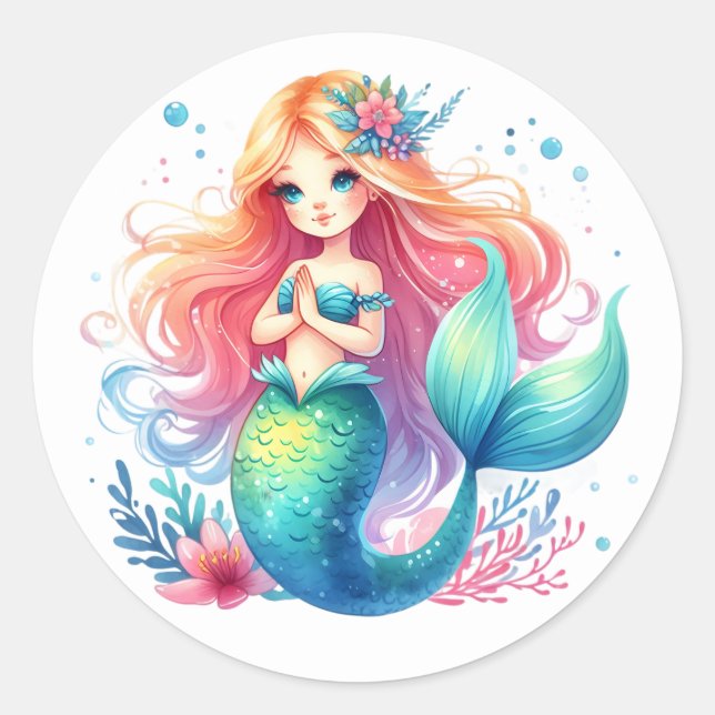 Cute Colourful Mermaid Stickers (Front)