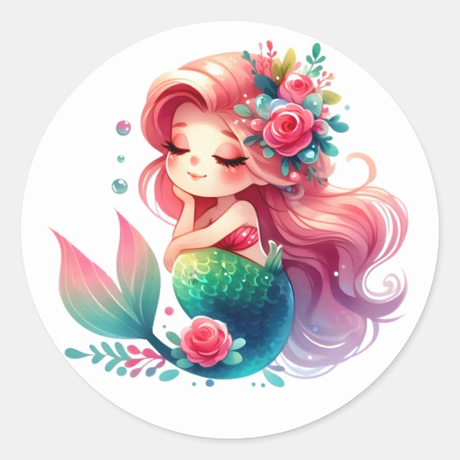 Cute Colourful Mermaid Stickers (Front)