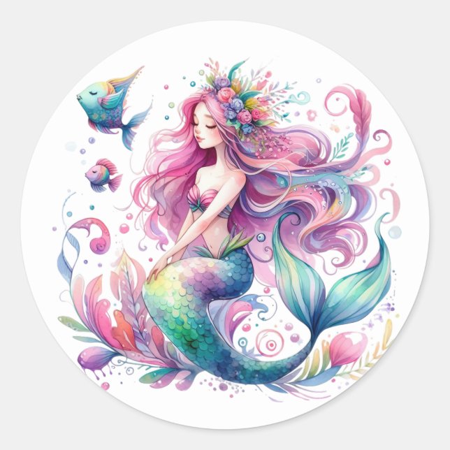 Cute Colourful Mermaid Stickers (Front)