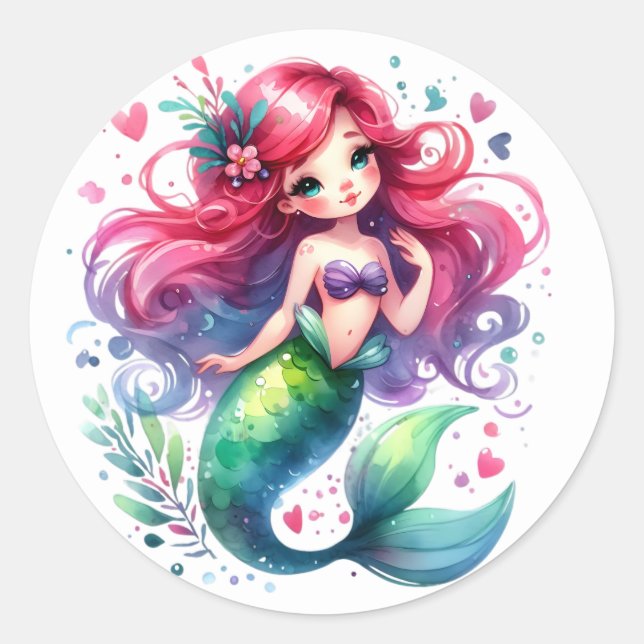 Cute Colourful Mermaid Stickers (Front)