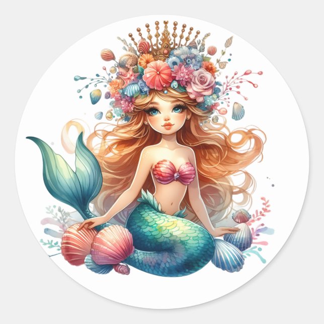 Cute Colourful Mermaid Stickers (Front)