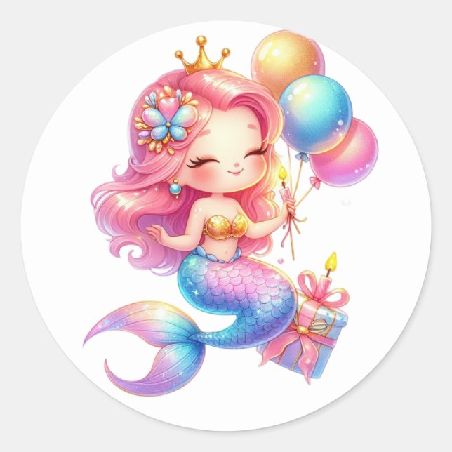Cute Colourful Mermaid Stickers (Front)