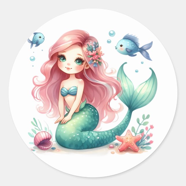Cute Colourful Mermaid Stickers (Front)