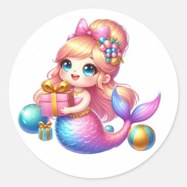 Cute Colourful Mermaid Stickers (Front)