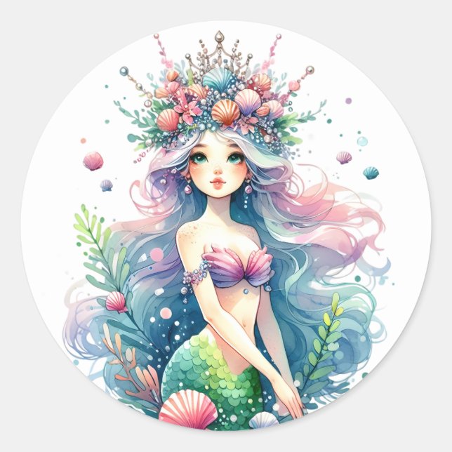 Cute Colourful Mermaid Stickers (Front)