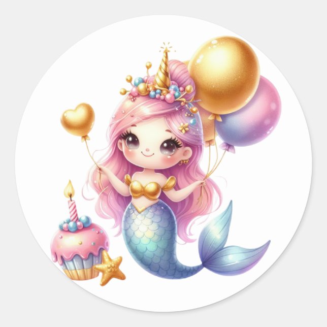 Cute Colourful Mermaid Stickers (Front)