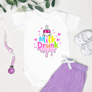 Cute Colourful "Milk Drunk" Funny Baby Bodysuit