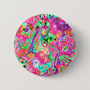 Cute colourful mixed abstract monsters 6 cm round badge