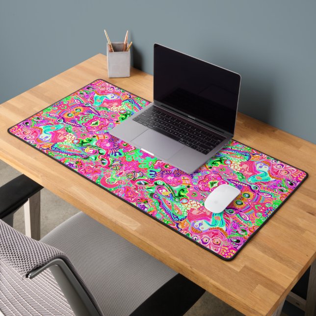 Cute colourful mixed abstract monsters desk mat (Office 2)