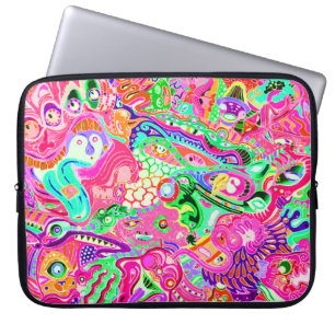 Cute colourful mixed abstract monsters kitchen tow laptop sleeve