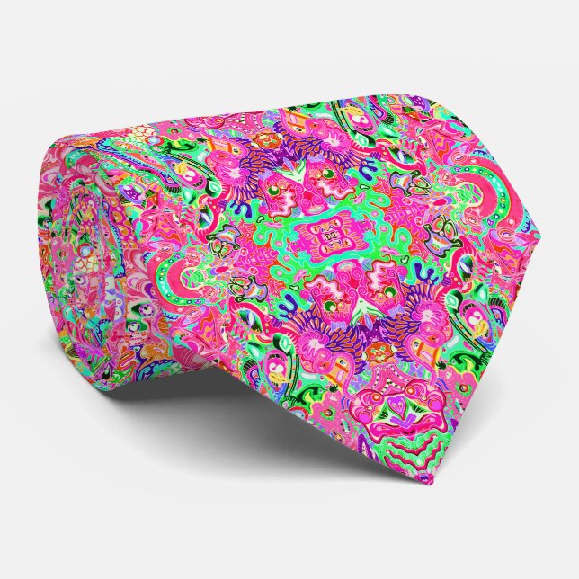 Cute colourful mixed abstract monsters kitchen tow tie (Rolled)