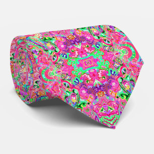Cute colourful mixed abstract monsters tie