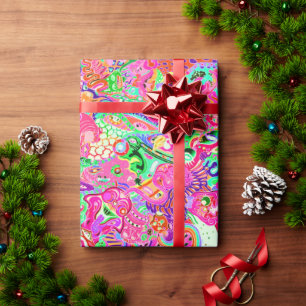 Cute colourful mixed abstract monsters wrapping paper