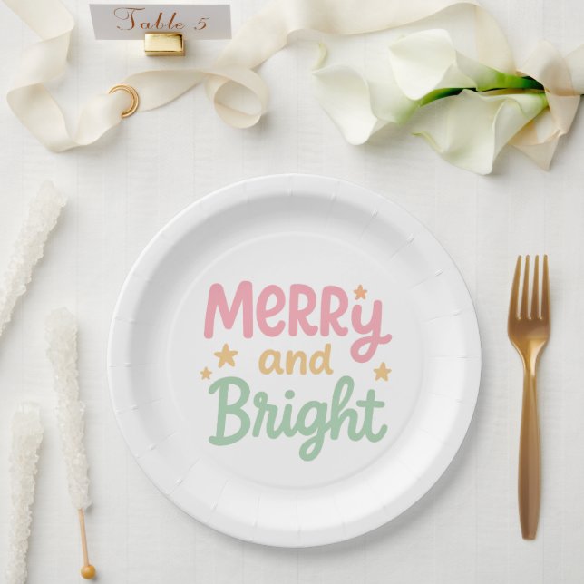 Cute Colourful Modern Christmas Paper Plate (Wedding)