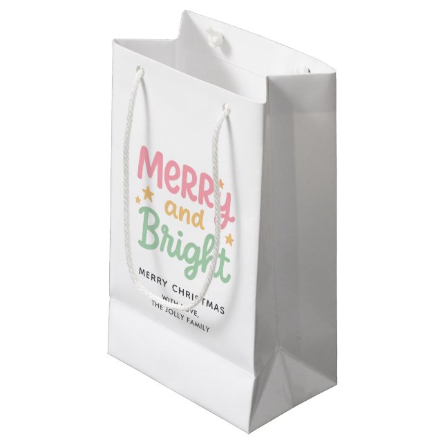 Cute Colourful Modern Christmas Small Gift Bag (Front Angled)