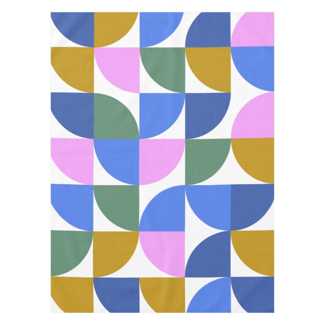 Cute Colourful Modern Geometric Shapes Blue Purple Tablecloth (Front)