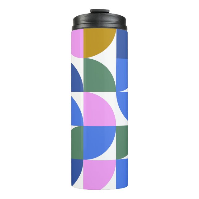 Cute Colourful Modern Geometric Shapes Blue Purple Thermal Tumbler (Front)