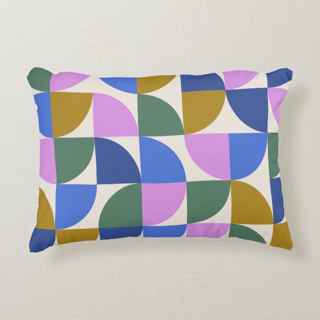 Cute Colourful Modern Geometric Shapes Pattern Blu Decorative Cushion (Front)