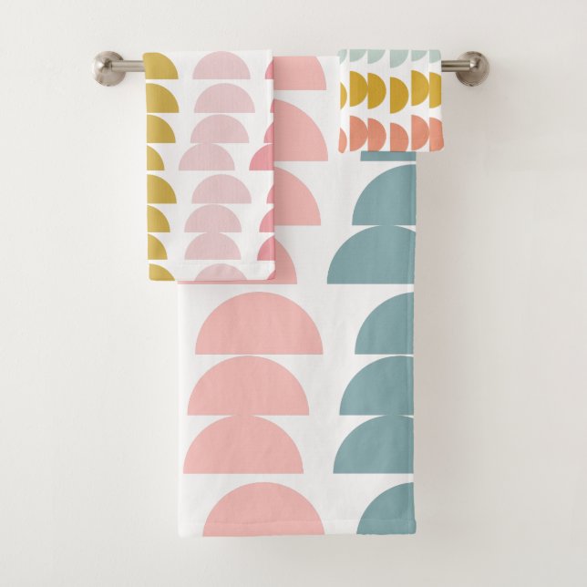 Cute Colourful Modern Geometric Shapes Variety  Bath Towel Set (Insitu)