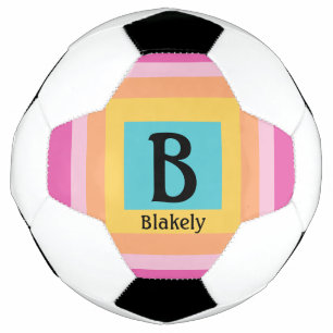 Cute & Colourful Monogram Letter Name Girly Fun Football