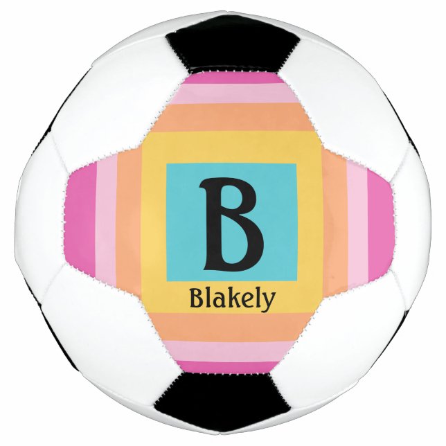 Cute & Colourful Monogram Letter Name Girly Fun Football (Front)