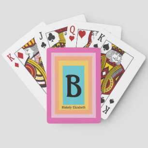 Cute & Colourful Monogram Letter Name Girly Fun Playing Cards