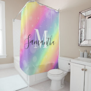 Cute Colourful Monogram Shower Curtain