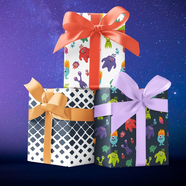 Cute Colourful Monster Seamless Pattern Wrapping Paper Sheet (Creator Uploaded)