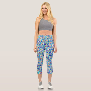 Cute colourful monsters face patterns capri leggings