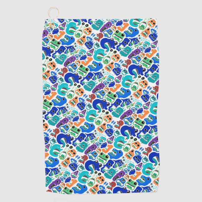 Cute colourful monsters face patterns Case-Mate iP Golf Towel (Front)