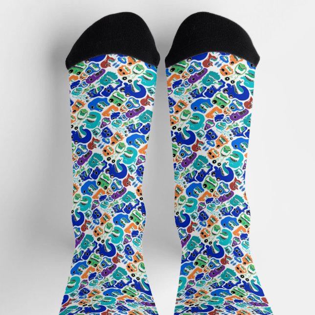 Cute colourful monsters face patterns Case-Mate iP Socks (Top)