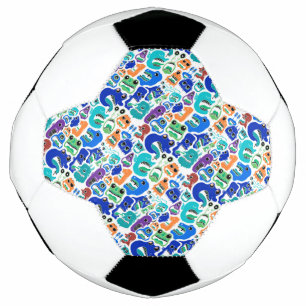 Cute colourful monsters face patterns football