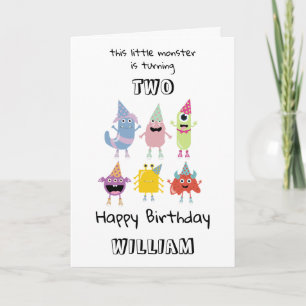 Cute Colourful Monsters Funny Boys Birthday Party Card