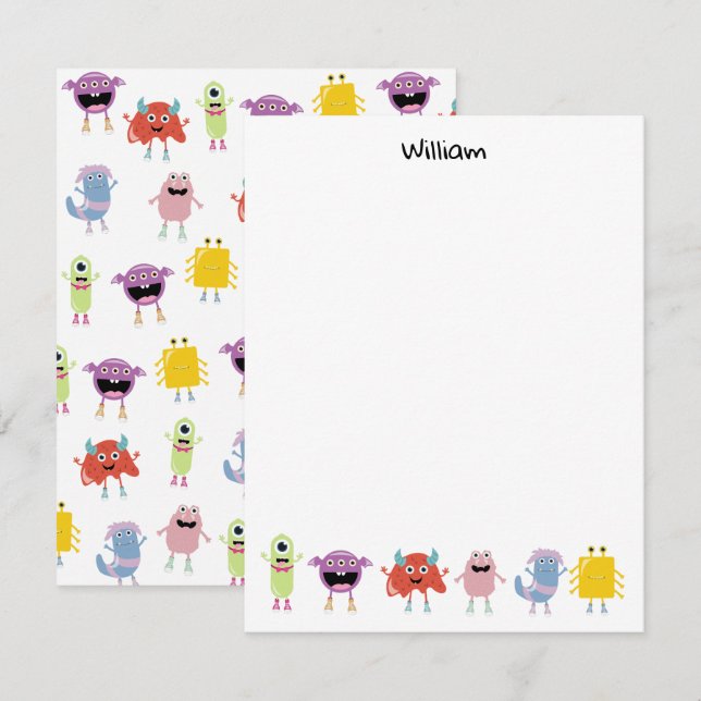 Cute Colourful Monsters Funny Kids Children Card (Front/Back)