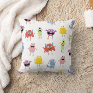Cute Colourful Monsters Funny Kids Pattern Cushion