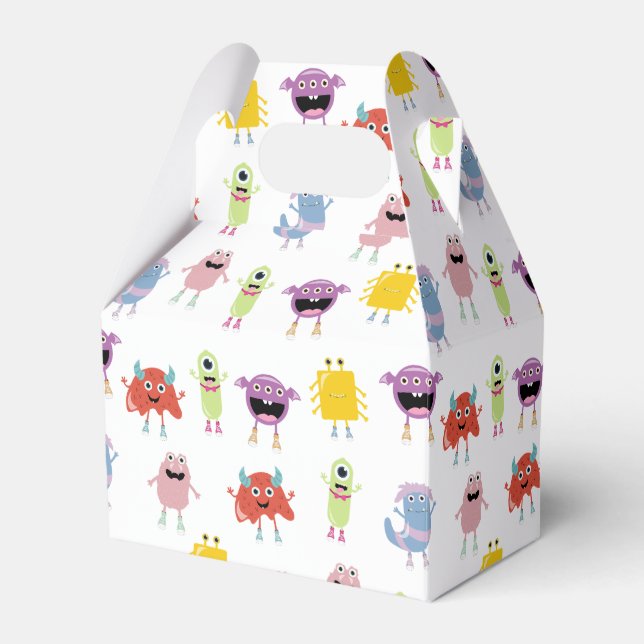 Cute Colourful Monsters Funny Kids Pattern Favour Box (Front Side)