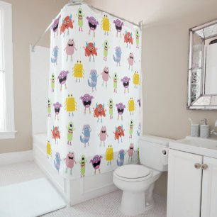 Cute Colourful Monsters Funny Kids Pattern Shower Curtain