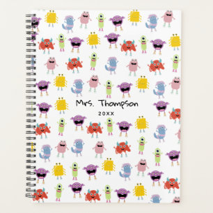 Cute Colourful Monsters Funny Kids Pattern Teacher Planner