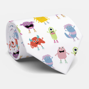 Cute Colourful Monsters Funny Kids Pattern Tie