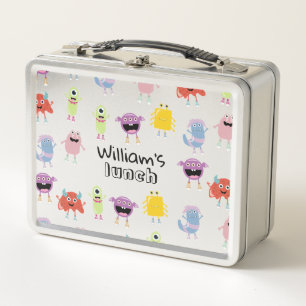 Cute Colourful Monsters Funny Kids School Metal Lunch Box