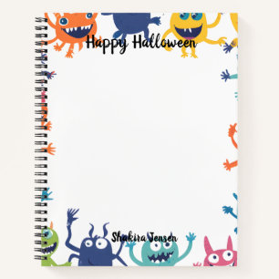 Cute Colourful Monsters Happy Halloween Notebook