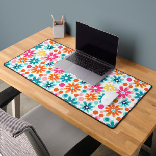 Cute colourful mood flowers groovy pattern desk mat