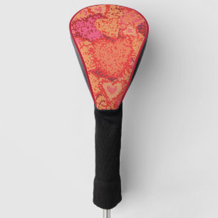 Cute colourful mosaic hearts background design golf head cover