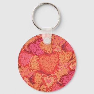 Cute colourful mosaic hearts background design key ring
