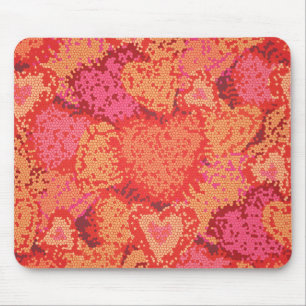 Cute colourful mosaic hearts background design mouse mat