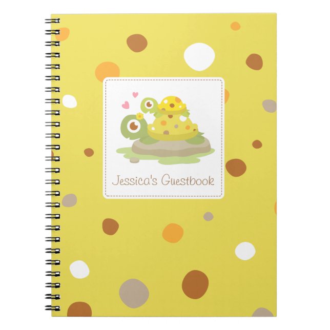 Cute Colourful Mummy Turtle Baby Shower Guestbook Notebook (Front)