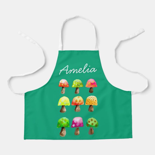 Cute colourful mushrooms apron (Front)
