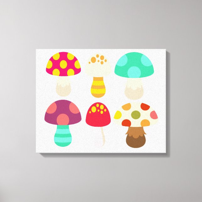 Cute colourful mushrooms canvas print (Front)