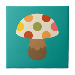 Cute colourful mushrooms ceramic tile