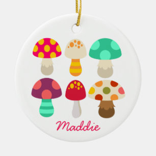Cute colourful mushrooms ceramic tree decoration